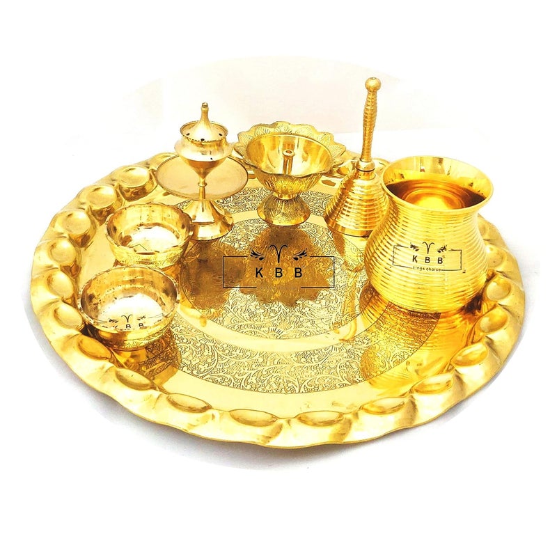 KBB Brass Fancy Pooja THALI Set for 2020 Pooja Heavy Quality Pooja Special 2021 - Image 3