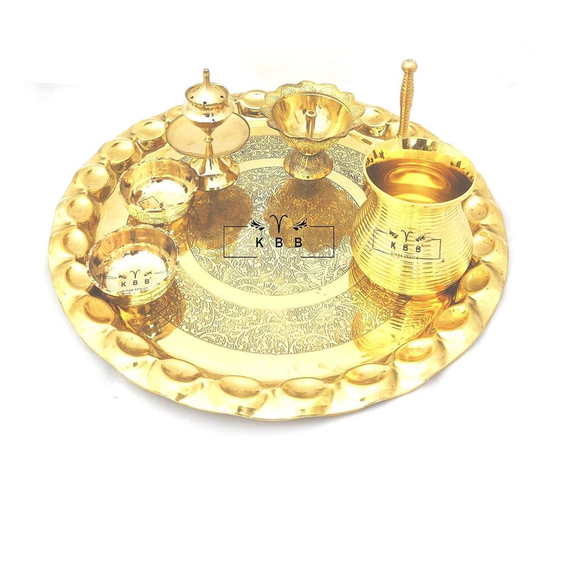KBB Brass Fancy Pooja THALI Set for 2020 Pooja Heavy Quality Pooja Special 2021 - Image 5