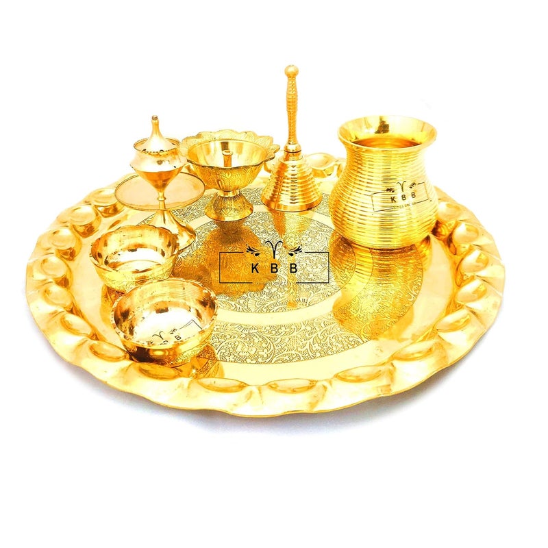 KBB Brass Fancy Pooja THALI Set for 2020 Pooja Heavy Quality Pooja Special 2021 - Image 4