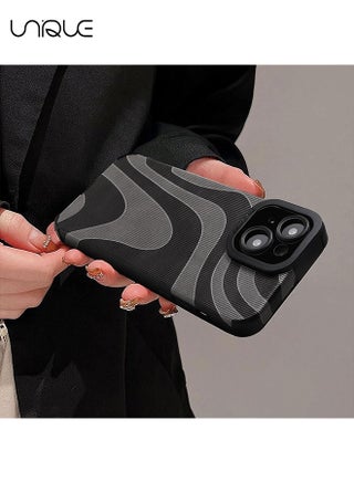 Compatible with iPhone 15 Case with Fashion Simple Cute Zebra Stripes Pattern Case for Women Girls Soft Silicone Protection Case for iPhone 15-Gray - view 3