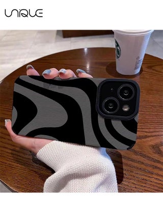 Compatible with iPhone 15 Case with Fashion Simple Cute Zebra Stripes Pattern Case for Women Girls Soft Silicone Protection Case for iPhone 15-Gray - view 2