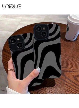 Compatible with iPhone 15 Case with Fashion Simple Cute Zebra Stripes Pattern Case for Women Girls Soft Silicone Protection Case for iPhone 15-Gray - view 4