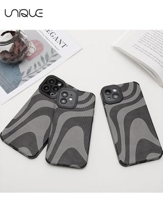 Compatible with iPhone 15 Case with Fashion Simple Cute Zebra Stripes Pattern Case for Women Girls Soft Silicone Protection Case for iPhone 15-Gray - view 5