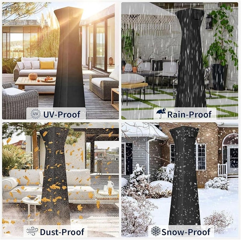 Grey Waterproof UV Resistant Pyramid Patio Heater Cover with Zipper Easy Installation - Image 5