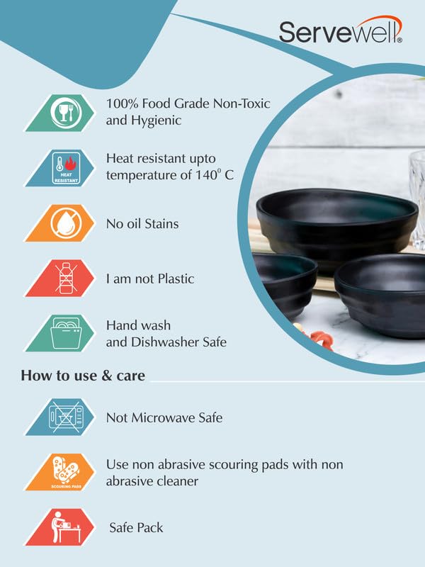 Servewell Persian Matte Bowl Set 3 pc Black - Image 4