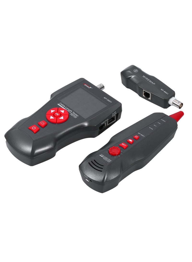NOYAFA Multi-functional LCD Network Cable Tester Wire Tracker RJ11 RJ45 BNC Wire Length Finder with 8 Remote Adapters PING & POE Testing Functions - Image 3