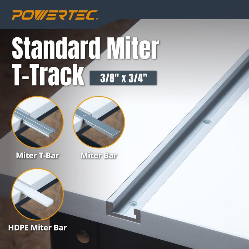 POWERTEC 32" Miter T Track for Router Table, Works With Table Saw Sled, Miter Gauge, Featherboard, Miter Bar, and other T Track Accessories for woodworking (71566) - Image 5