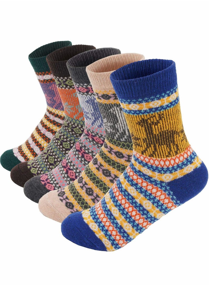 SYOSI Wool Socks for Women, Vintage Winter Warm Wool Socks for Women, Soft Cozy Socks, Thick Knit Boots Socks for Women / Men (5 Pairs)  - Image 1