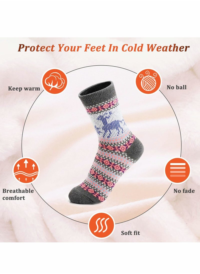 SYOSI Wool Socks for Women, Vintage Winter Warm Wool Socks for Women, Soft Cozy Socks, Thick Knit Boots Socks for Women / Men (5 Pairs)  - Image 4
