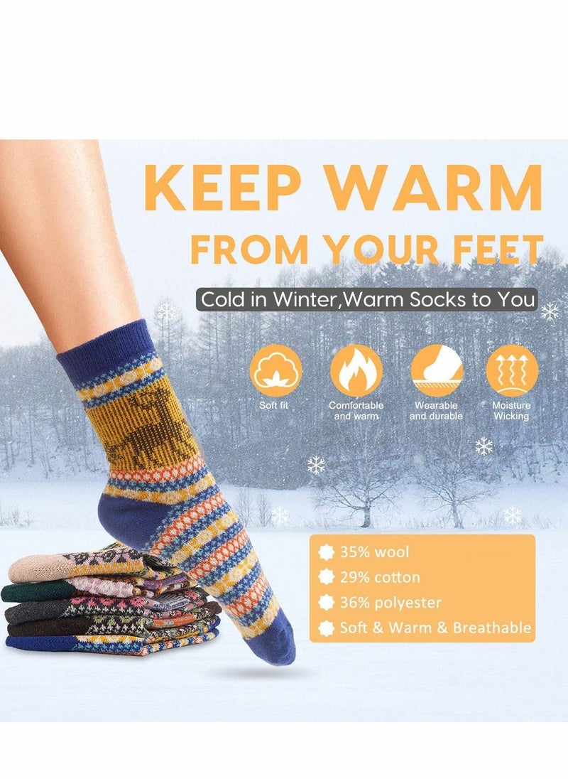 SYOSI Wool Socks for Women, Vintage Winter Warm Wool Socks for Women, Soft Cozy Socks, Thick Knit Boots Socks for Women / Men (5 Pairs)  - Image 2