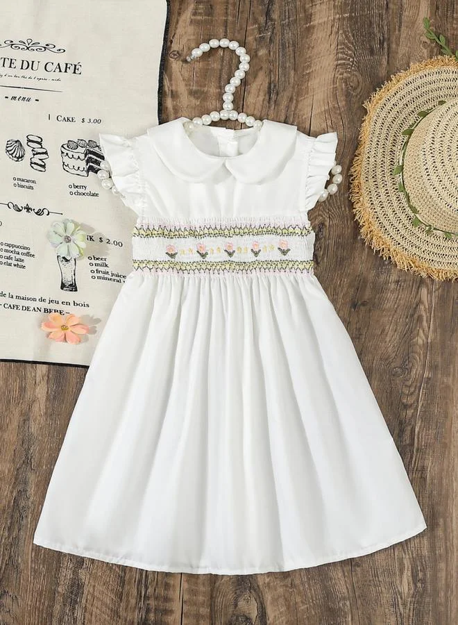 تايك تو فستان مطرز بأكمام كشكش للأطفال