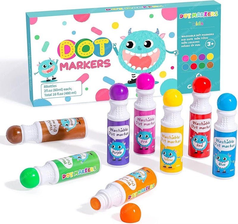 53ARTS KidFriendly Washable Dot Markers Set of 8 Colorful Marker Pens for Drawing Coloring and Sketching Ideal for Artists Beginners and Professionals
