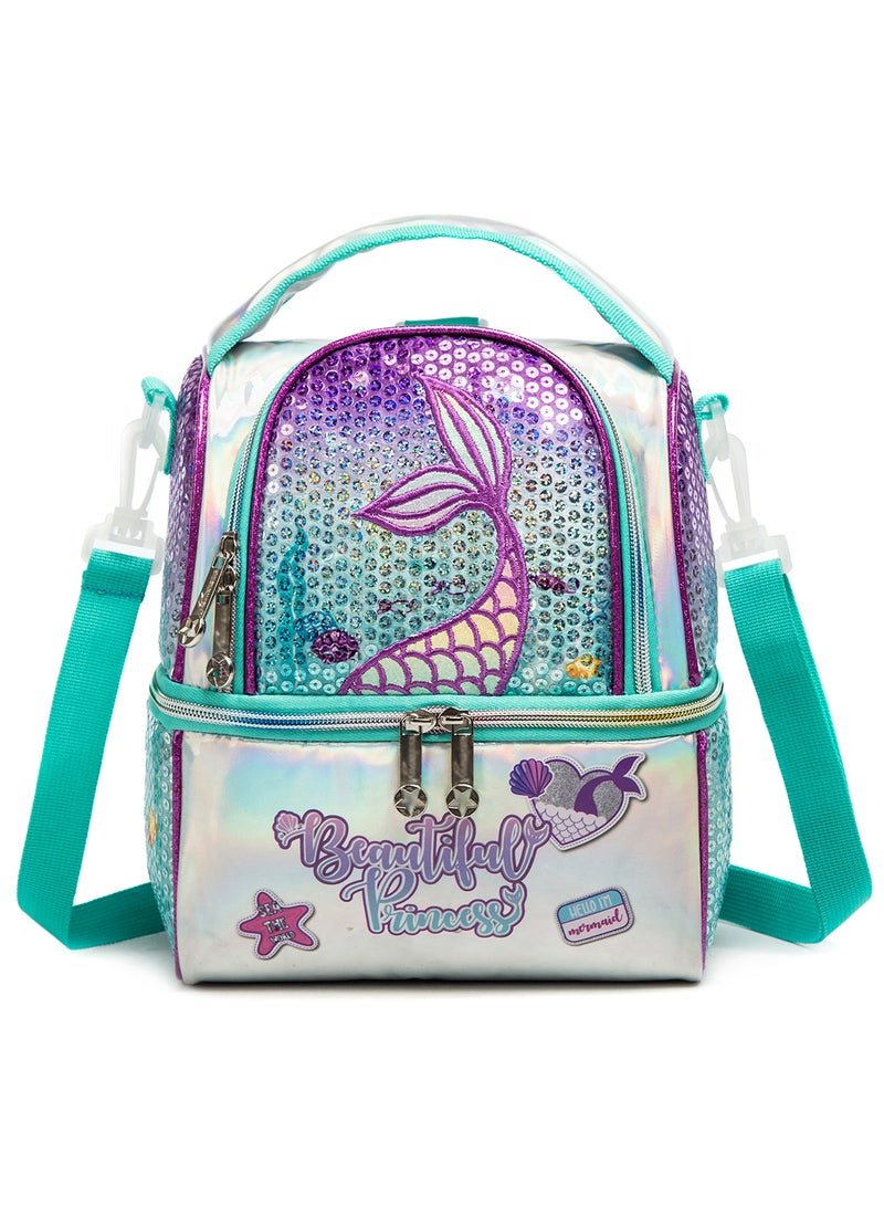 Eazy Kids Lunch And Picnic Bag With Detachable Shoulder Strap - Mermaid Green - Image 2