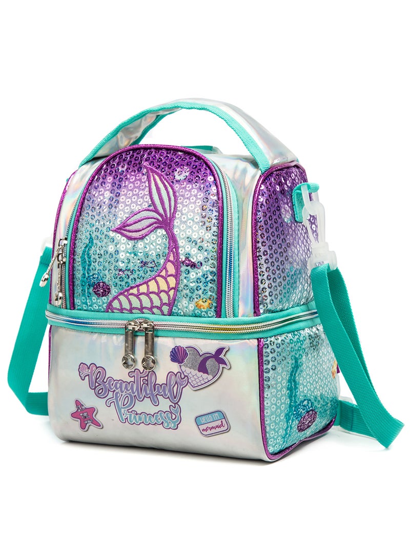 Eazy Kids Lunch And Picnic Bag With Detachable Shoulder Strap - Mermaid Green - Image 3