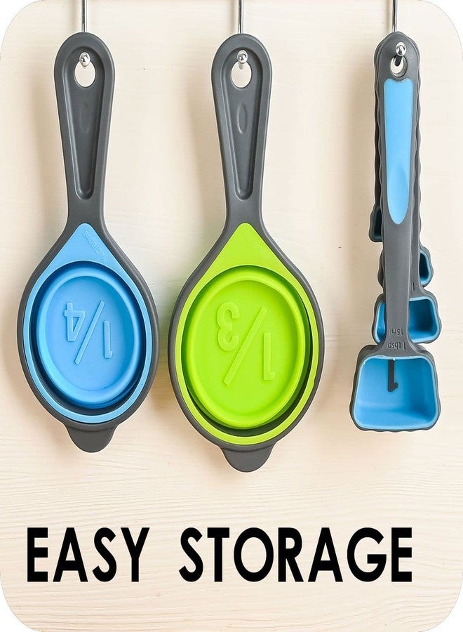 Hotsyang Collapsible Measuring Cups and Spoons Set,16 Pcs Portable Silicone Measuring Cups and Spoons for Liquid & Dry Measuring, Food Grade Silicone Measuring Tools Set, Yellow Green(Random Rainbow) - Image 4