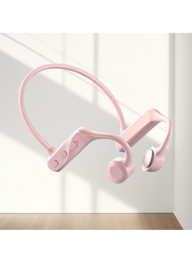 Wireless Bluetooth Bone Conduction Headphones with Long Battery Life for Sports - Neckband, Non-In-Ear, Hands-Free Bluetooth Earphones (Pink) - Image 1