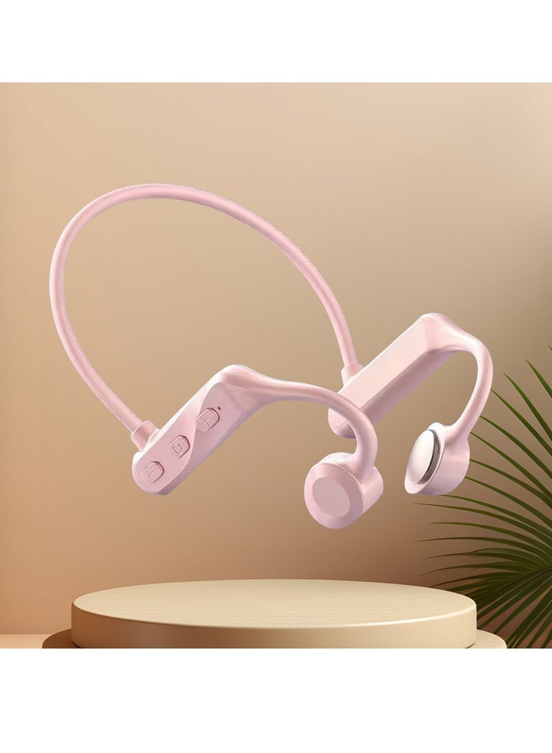 Wireless Bluetooth Bone Conduction Headphones with Long Battery Life for Sports - Neckband, Non-In-Ear, Hands-Free Bluetooth Earphones (Pink) - Image 3