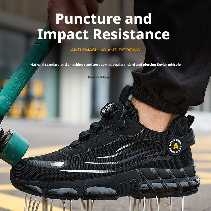 Men's Safety Shoes Anti-Smash Anti-Puncture Lazy Slip-on Knitted - Image 4