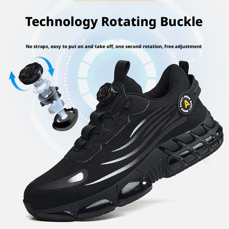 Men's Safety Shoes Anti-Smash Anti-Puncture Lazy Slip-on Knitted - Image 3