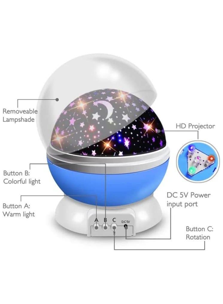 Macon Star Master Rotating 360 Degree Moon Night Light Lamp Projector with Colors and USB Cable,Lamp for Kids Room Night Bulb (Multi Color,Pack of 1) - Image 2
