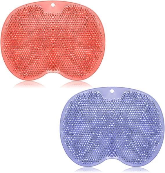 RIDHMIN Shower Foot Mat Hands Free for Shower Wall Mounted Bath Massage Pad Back with Non Slip Suction Cups Foot Cleaner for Men Women (Multicolor) - Image 1