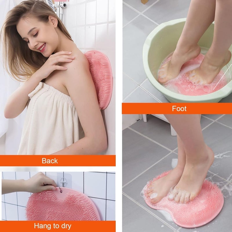RIDHMIN Shower Foot Mat Hands Free for Shower Wall Mounted Bath Massage Pad Back with Non Slip Suction Cups Foot Cleaner for Men Women (Multicolor) - Image 5