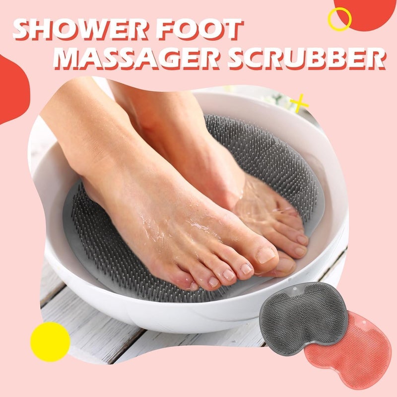 RIDHMIN Shower Foot Mat Hands Free for Shower Wall Mounted Bath Massage Pad Back with Non Slip Suction Cups Foot Cleaner for Men Women (Multicolor) - Image 2