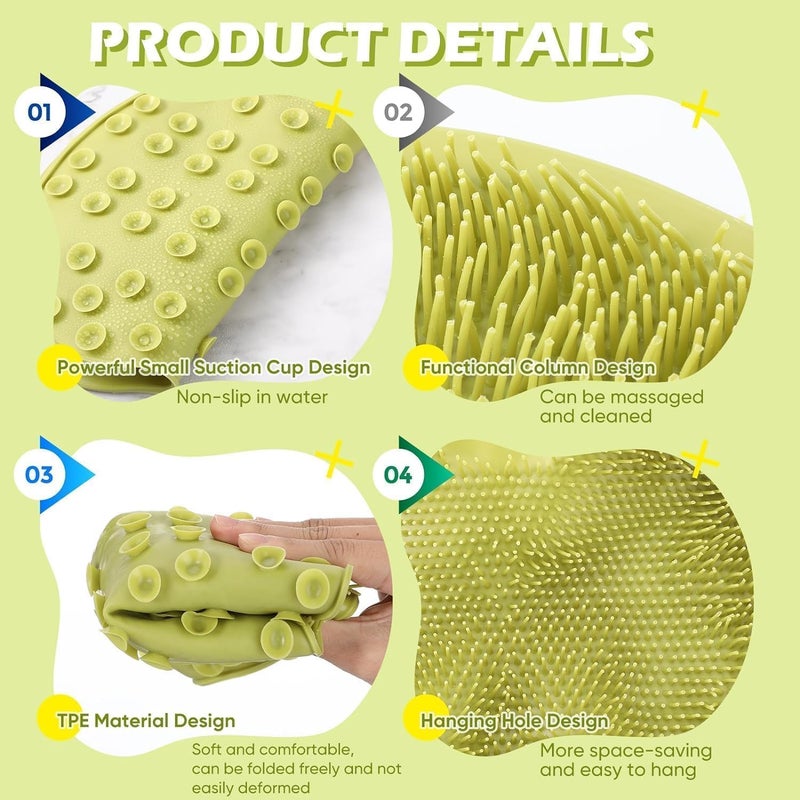 RIDHMIN Shower Foot Mat Hands Free for Shower Wall Mounted Bath Massage Pad Back with Non Slip Suction Cups Foot Cleaner for Men Women (Multicolor) - Image 3