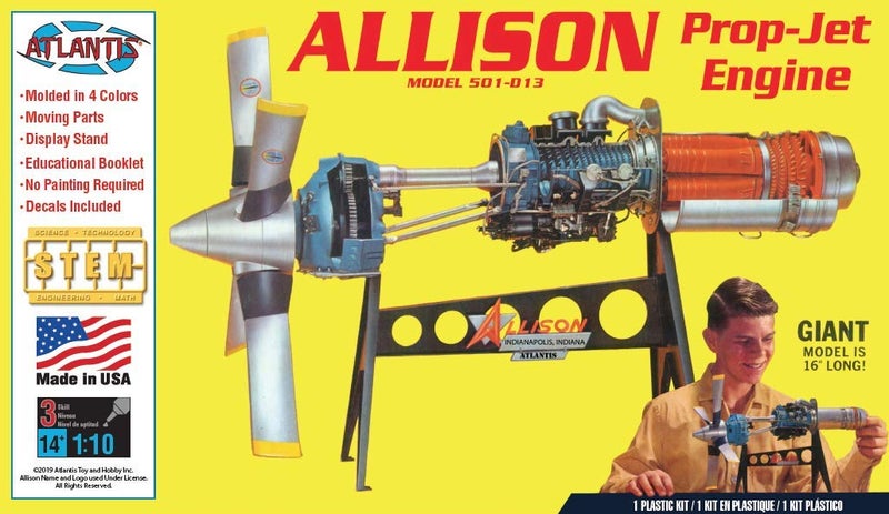 ATLANTIS TOY & HOBBY Plastic Model Kit-Allision Prop Jet 501-D13 Engine, Multicolor - Image 1