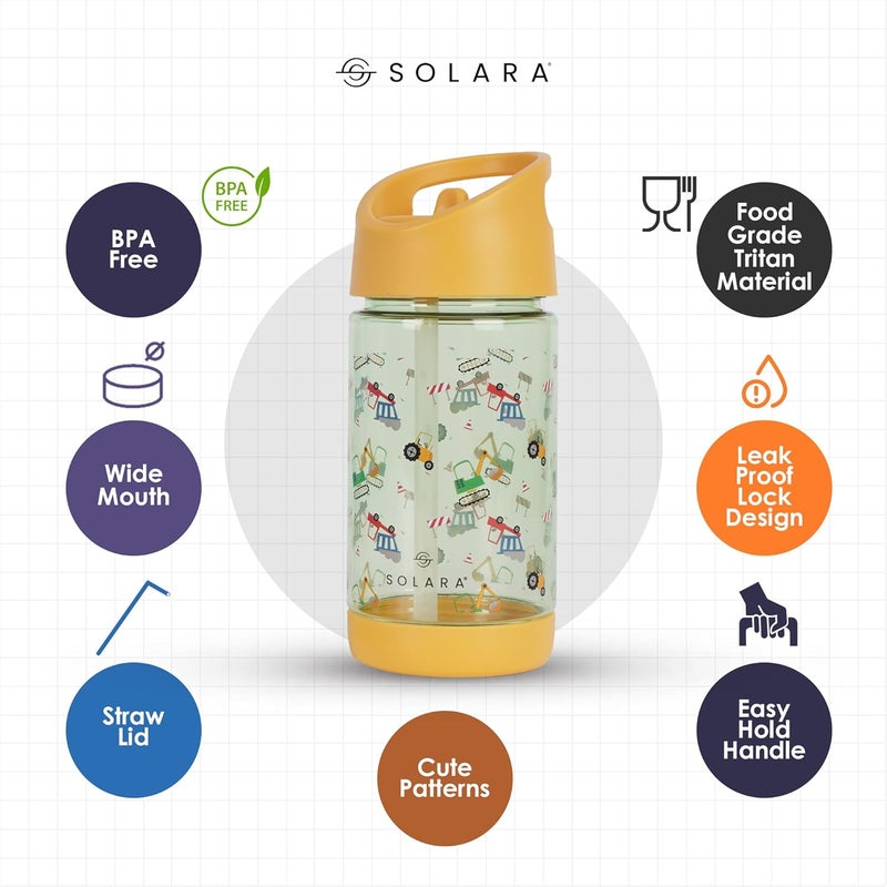 SOLARA Tritan Water Bottle for Kids 400ml, Kids Water Bottle, Sipper Water Bottle, BPA Free, Leak Proof, Food Grade, Construction - Image 2