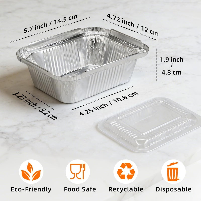 Benestanti 1 Lb Small Disposable Aluminum Pans with Plastic Lids(100 Pack-5"Ã—4") 16 oz Capacity Mini Tin Foil Pans with Lids,Take Out Food Containers Trays for Catering, Meal Prep,Baking,Roasting,Freezer Safe - Image 3