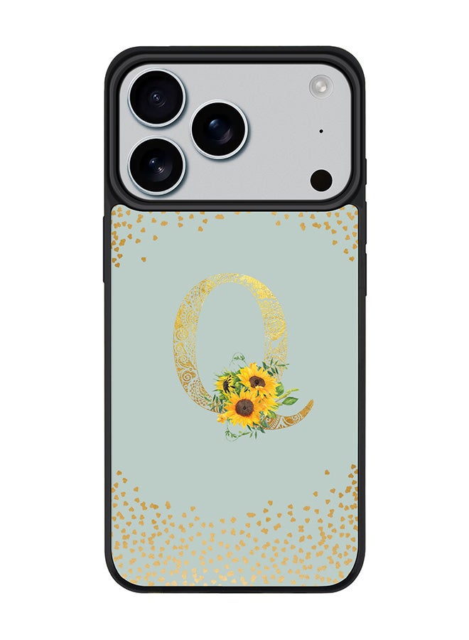 Stylizedd iPhone 17 Pro Case, [Compatible with MagSafe] Slim Magnetic cover Phone Case iPhone 17 Pro -Custom Floral Monogram - Q  (Light Grey ) - Image 1