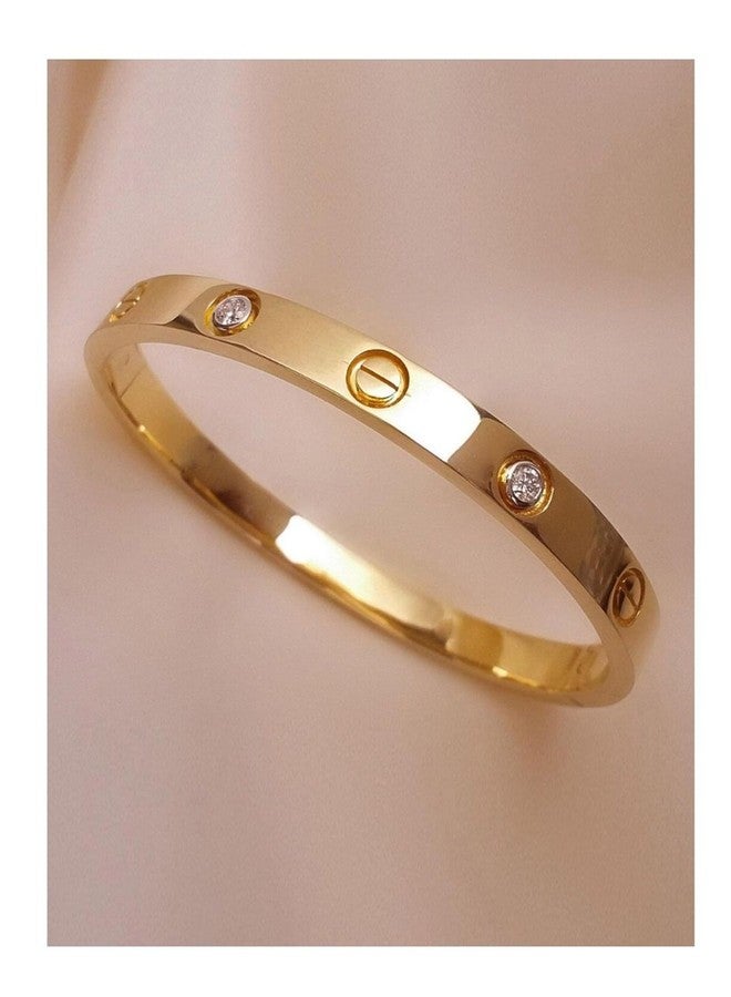 MONKDECOR Allure & Stylish Design Golden Plated Unisex Stone Bracelet for Casual/Wedding/Party Occasion - Image 5