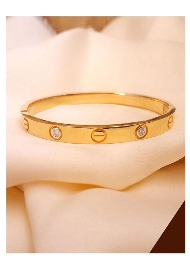 MONKDECOR Allure & Stylish Design Golden Plated Unisex Stone Bracelet for Casual/Wedding/Party Occasion - Image 4