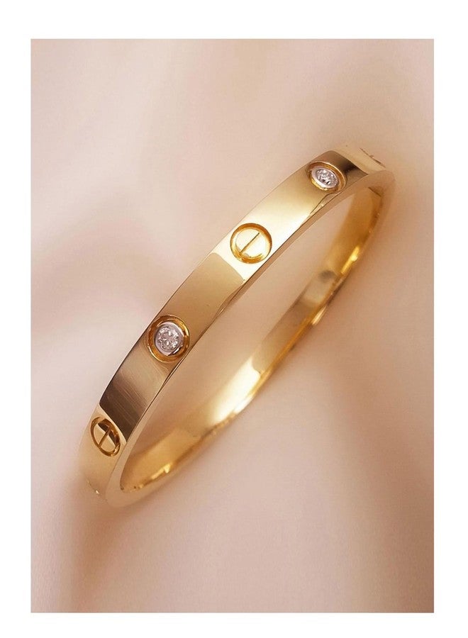MONKDECOR Allure & Stylish Design Golden Plated Unisex Stone Bracelet for Casual/Wedding/Party Occasion - Image 2