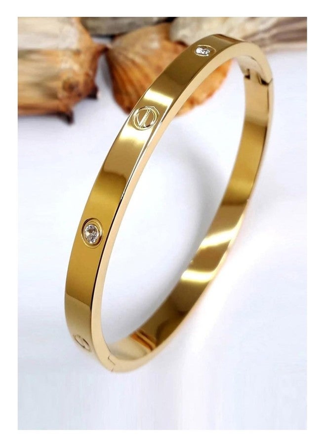 MONKDECOR Allure & Stylish Design Golden Plated Unisex Stone Bracelet for Casual/Wedding/Party Occasion - Image 3