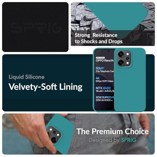 SPRIG Compatible with Oppo Reno 14 Premium SilkTone Back Cover Drop Tested Shock Proof Mobile Case for Men, Women, Boys and Girls with Camera Protection (Ocean Blue) - Image 2