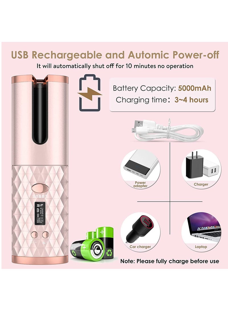 Wireless Curling Iron, Cordless Auto Hair Curler, Portable Rechargeable Silky Curling Barrel Wave Wand, Fast Heating Wireless Auto Curler with Timer Setting and 6 Temperature Adjustable - Image 4