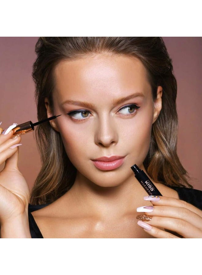 KISS Magnetic Eyeliner, Black, 0.16 Ounce, Smudge Proof, Biotin Infused, Free of Synthetic Fragrances, Dyes, Parabens, Petrochemicals, And Formaldehyde with Precision Tip Brush - Image 5