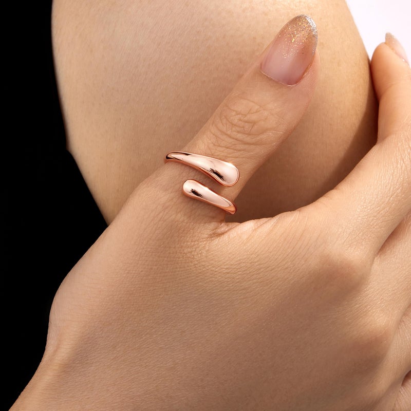 Poxtex Rose Gold Wedding Band Rings for Women Size 10, Adjustable Signet Stainless Steel Statement Rings, Rose Gold Jewelry - Image 2