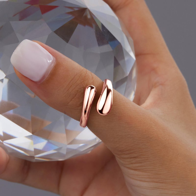 Poxtex Rose Gold Wedding Band Rings for Women Size 10, Adjustable Signet Stainless Steel Statement Rings, Rose Gold Jewelry - Image 4