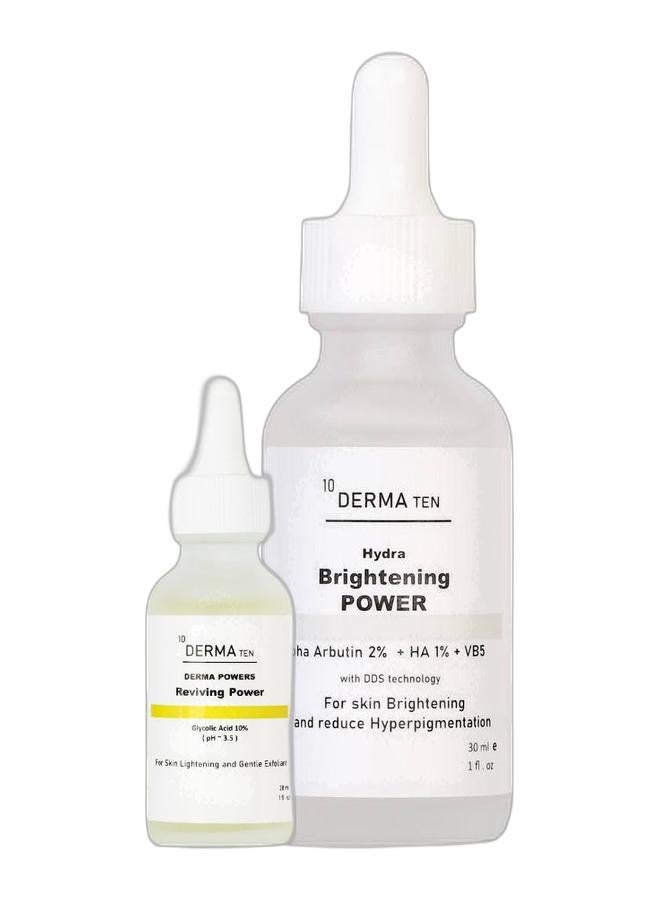 DERMA TEN Glycolic acid derma ten reviving power serum & Alpha Arbutin Derma Ten Brightening Power SerumBundle - Image 1