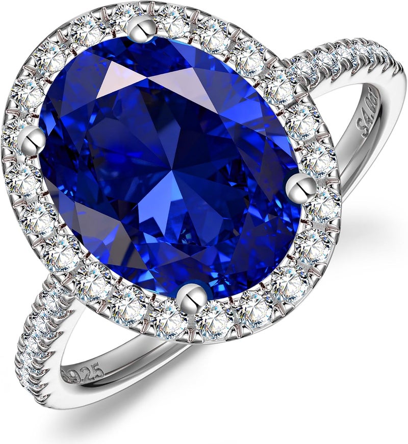 ININY Certified 4ct Lab Grown Royal Blue Sapphire Ring for Women, Princess Diana Inspired Engagement Ring, Anniversary, September Birthstone Fine Jewelry Gift with Certification & Gift Box - Image 1