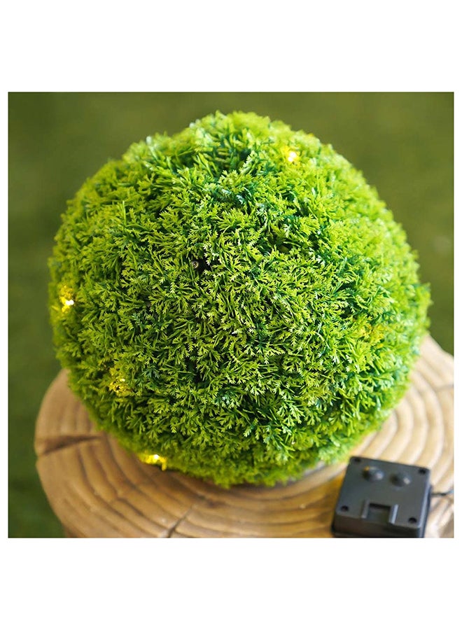 DANUBE HOME Artificial Topiary Ball With Led Solar Light Decorative Plastic Round Plant Decor Uv Resistant Faux Plants Greenery Artificial Plant For Home Garden Indoor Outdoor 28 cm Green - Image 2