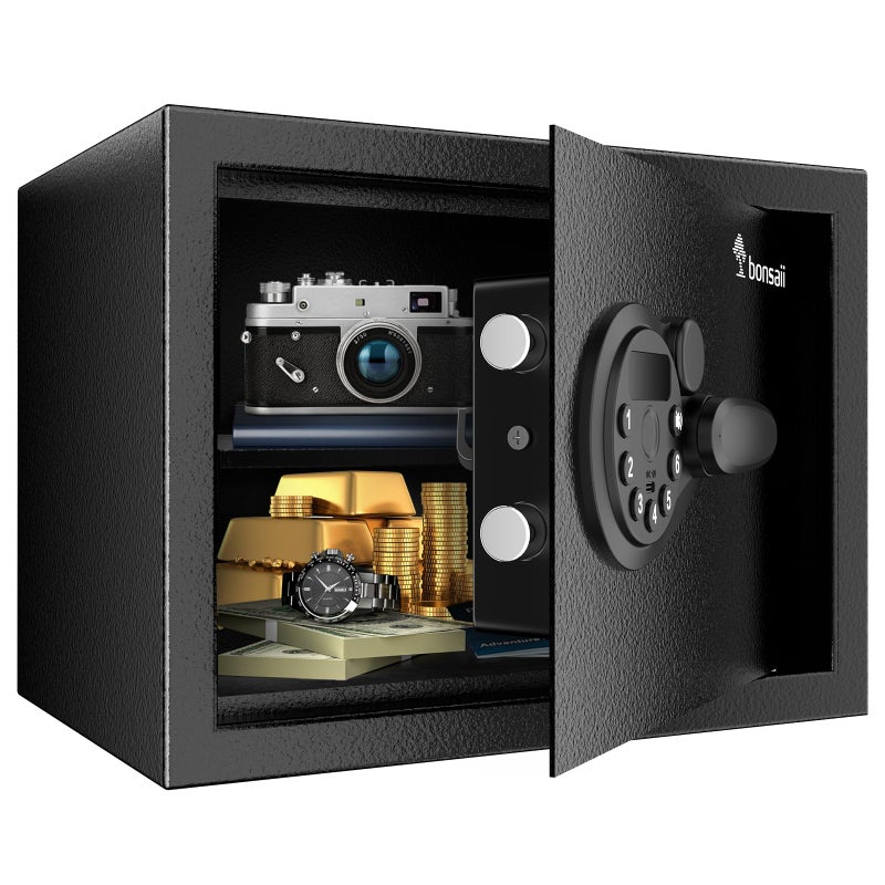 Bonsaii Safe, 0.6 Cubic Safe Box with Electronic Keypad, Removable Shelf, for Valuables Jewelry and Documents in Home, Hotel, or Business, 9.84" x 13.78" x 9.84" Inches, SF002 - Image 1