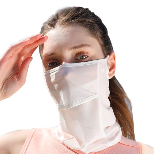 M-YOUNG Neck Gaiter Face Mask with UV Protection Face Cover for Sun Protective Balaclava Bandana for Women, Golf Mask(US, Alpha, One Size, White) - Image 1