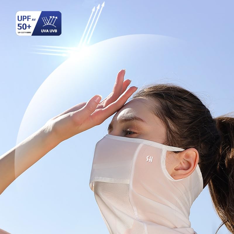 M-YOUNG Neck Gaiter Face Mask with UV Protection Face Cover for Sun Protective Balaclava Bandana for Women, Golf Mask(US, Alpha, One Size, White) - Image 5