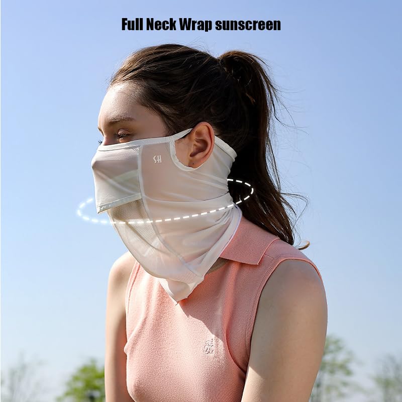 M-YOUNG Neck Gaiter Face Mask with UV Protection Face Cover for Sun Protective Balaclava Bandana for Women, Golf Mask(US, Alpha, One Size, White) - Image 4