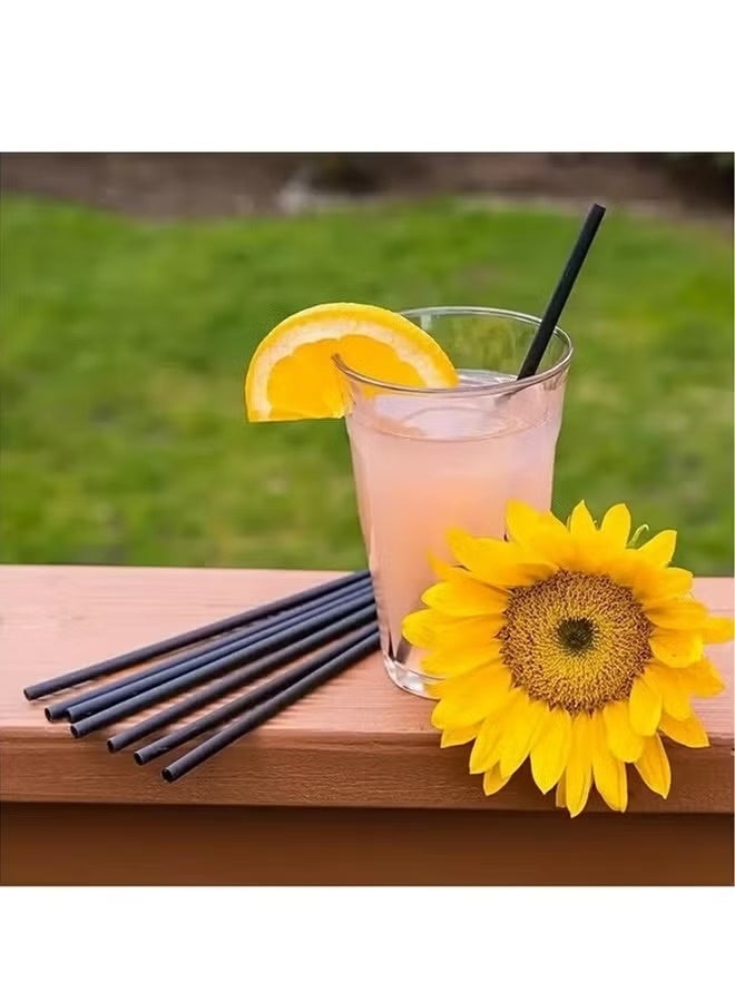 100-Piece Disposable Drinking Straws,Individually Wrapped Plastic Drinking Straws,Jumbo Smoothie Straws Boba Straws,Large Wide-mouthed Milkshake Straw,for Home,Restaurant,Valentine's Day Parties,Birthday Celebrations,Bridal Showers,6*230mm,Black - Image 2
