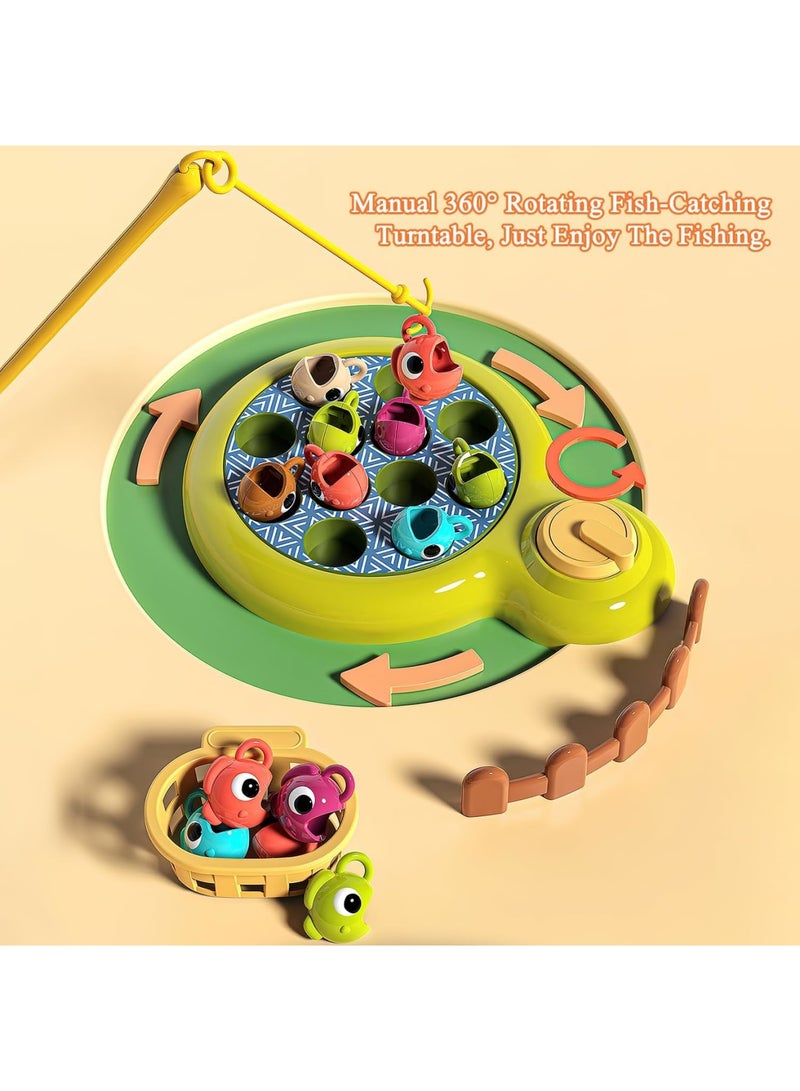 SOLARAE Light Up Fishing Game Toys, Rotating Fishing Game with Music, Hammering Pounding Toy, Magnetic Fishing Game, Whack a Mole Game, Party Game Toys for Kids Age 4 5 6 7 8 and Up - Image 2